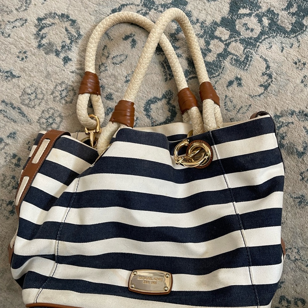 Michael Kors - nautical purse, navy and white with anchors on the straps